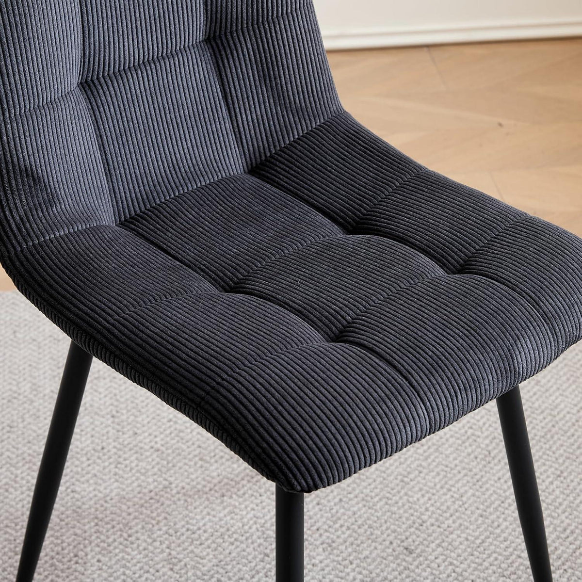 8 Esszimmerstühle Modern Grau & Schwarz, Gepolstert