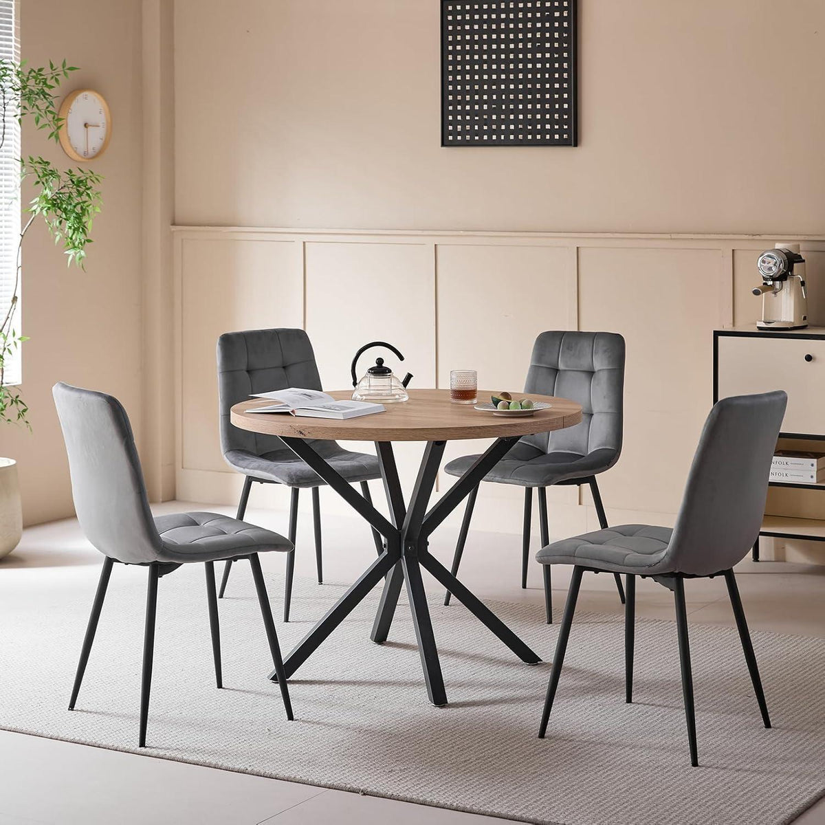 8 Esszimmerstühle Modern Grau & Hellgrau, Gepolstert