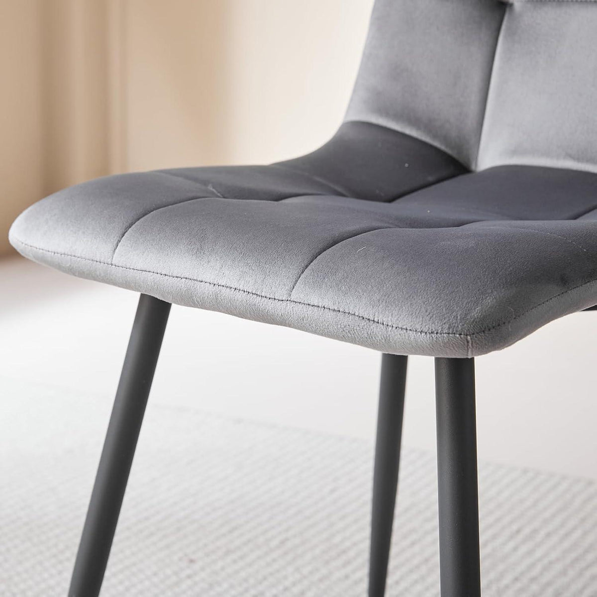 8 Esszimmerstühle Modern Grau & Hellgrau, Gepolstert