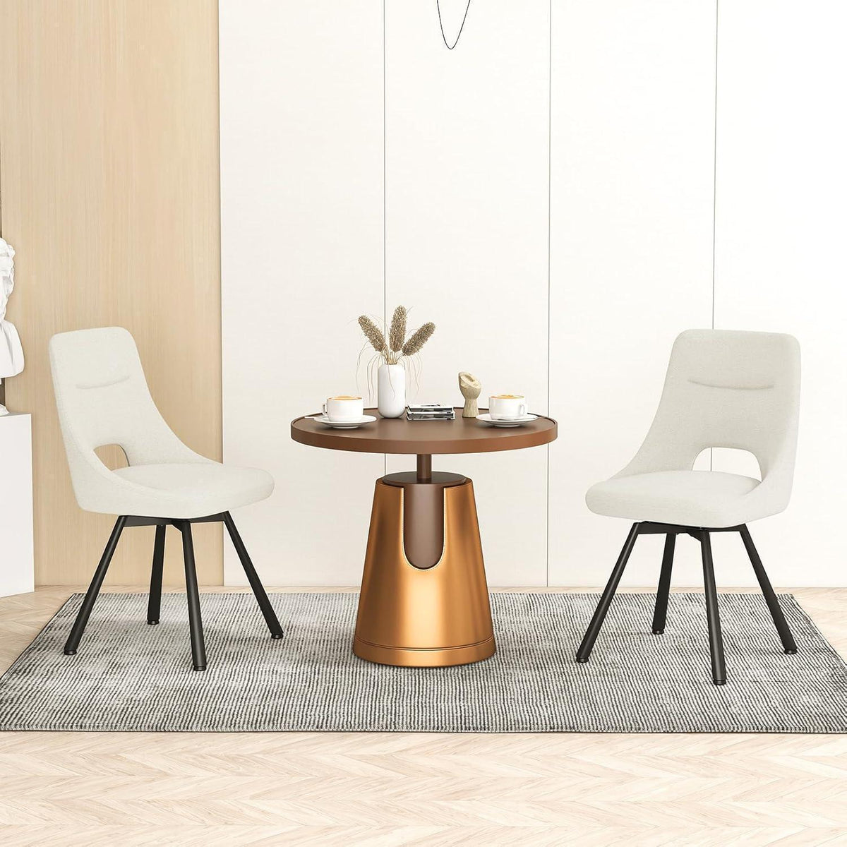 Drehbarer Esszimmerstuhl Set 4er – Beige, Modern & Komfortabel