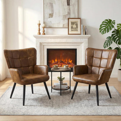 Ohrensessel Wohnzimmer Skandinavisch Braun – Bequemer Loungesessel