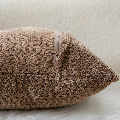 2x Chenille Kissenbezug 40x40cm Braun - Weiche Bouclé Optik