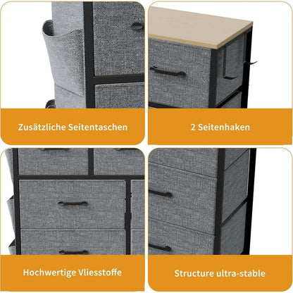 Kommode mit 9 Schubladen – Moderner Stoffschubladenschrank