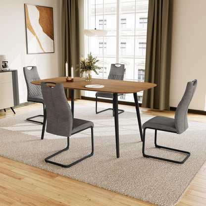 Moderner Esstisch mit 4 grauen Stühlen (120cm)