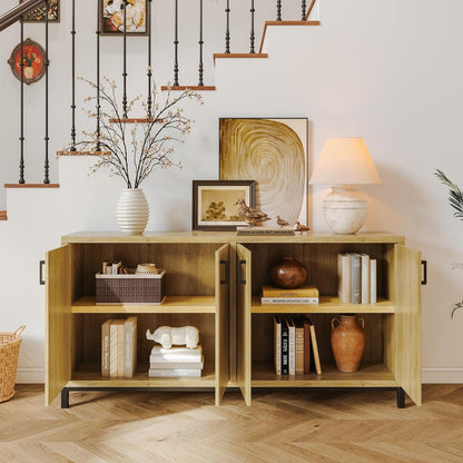 Küchenschrank mit 4 Türen & Arbeitsfläche – Buffet für Küche & Esszimmer