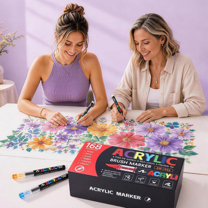 Acrylmarker Set 168 Farben – Pinselspitze, Deckend & Permanent