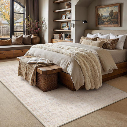 Waschbarer Vintage Teppich Hellbeige 160x230cm