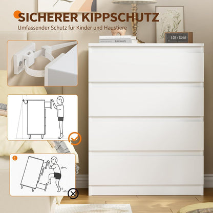 Weiße Kommode mit 4 Schubladen – 70x40x95 cm