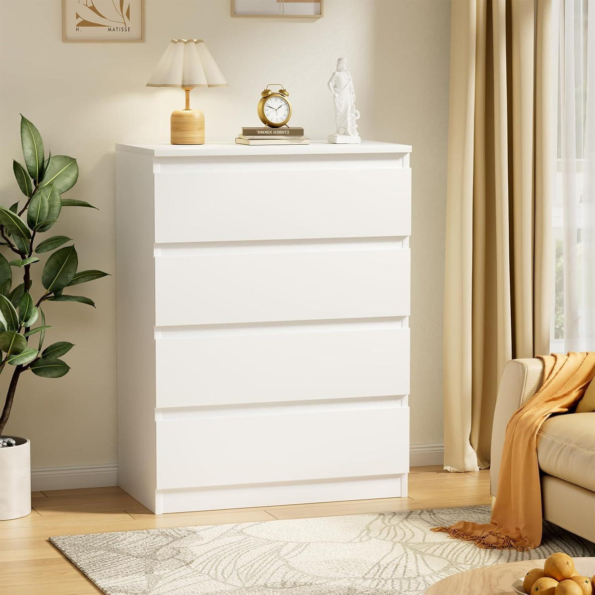 Weiße Kommode mit 4 Schubladen – 70x40x95 cm