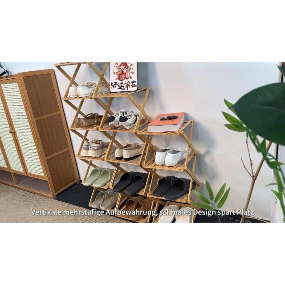 Faltbares Bambus Schuhregal – Vertikal & Platzsparend