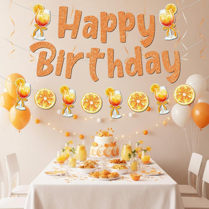 Aperol Geburtstag Girlande – Orange Cocktail Banner Partydeko