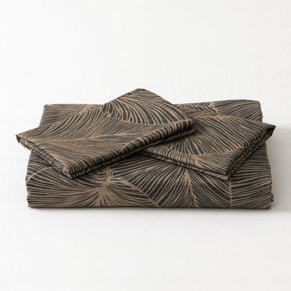 Mikrofaser Bettwäsche Set 135x200 cm, Taupe Blätter-Braun
