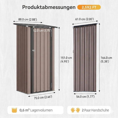 Kleiner Geräte-Schuppen mit 2 Regalböden – Braun