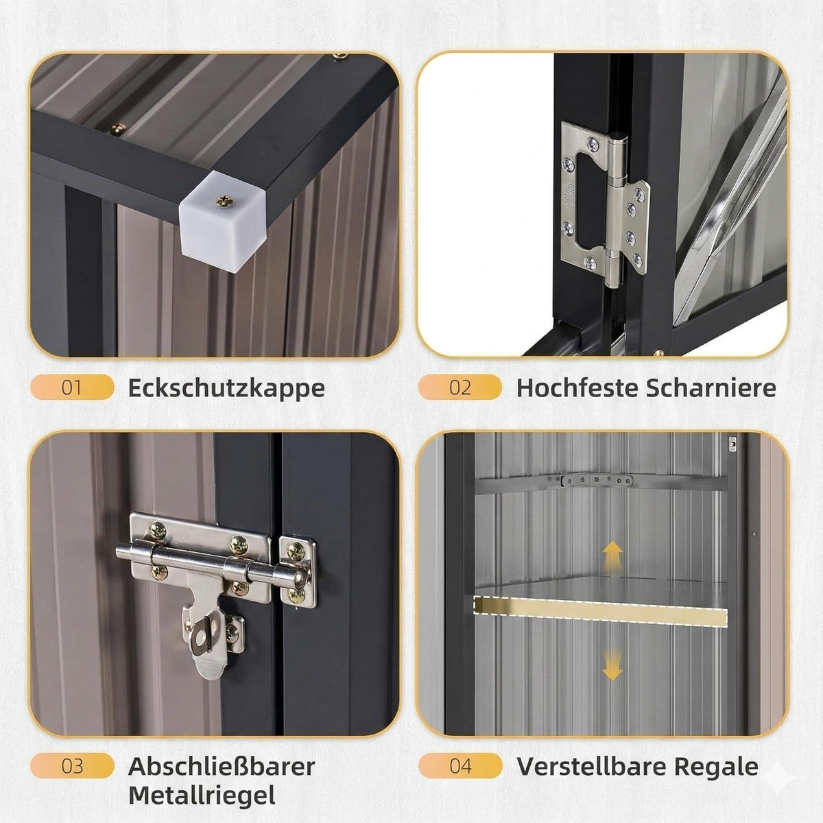 Kleiner Geräte-Schuppen mit 2 Regalböden – Braun