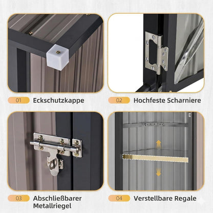 Kleiner Geräte-Schuppen mit 2 Regalböden – Braun
