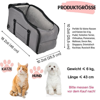 Hundeautositz 3-in-1 mit Sicherheitsleine & Stauraum grau