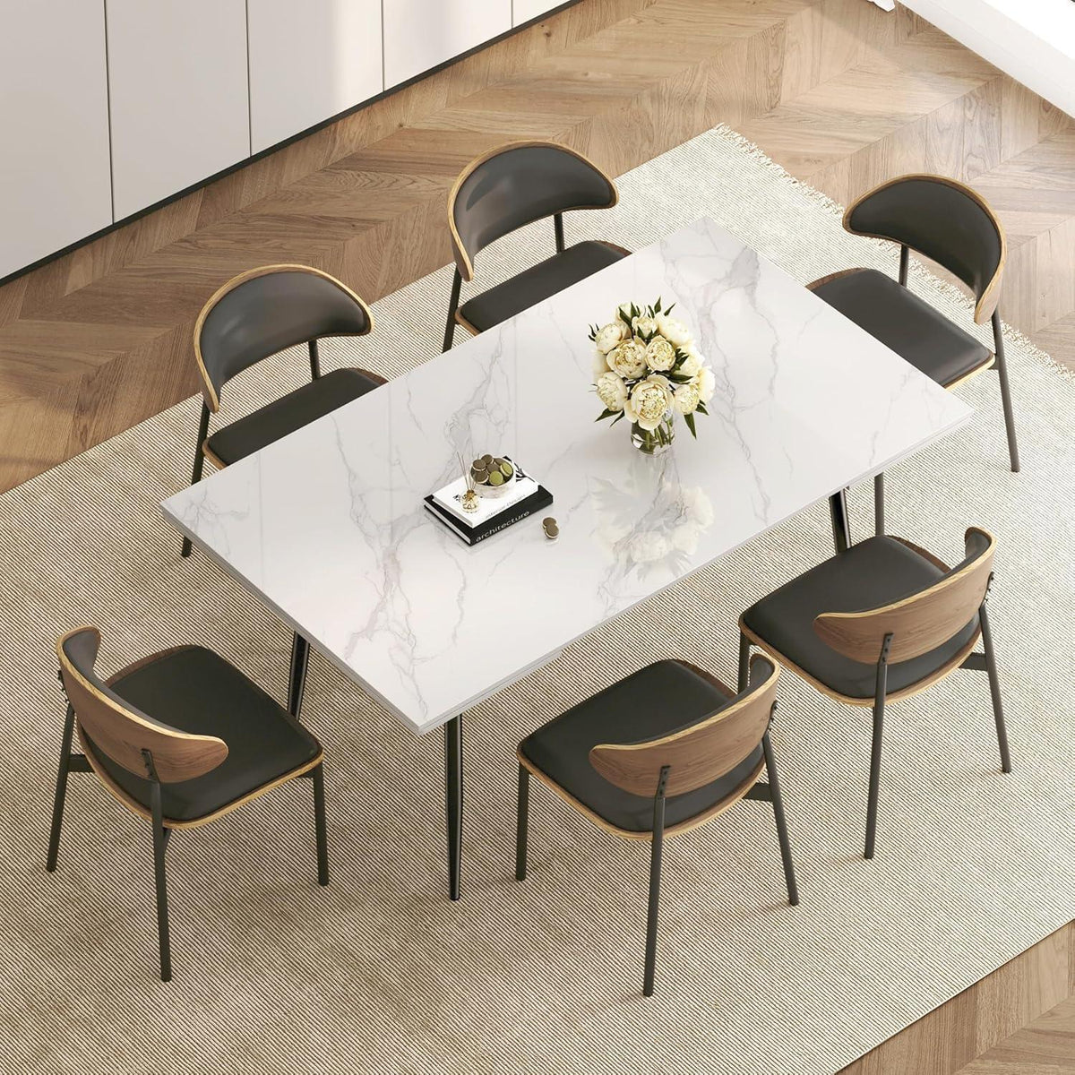 Essgruppe modern, ausziehbar (160-240cm) mit 4 Stühlen