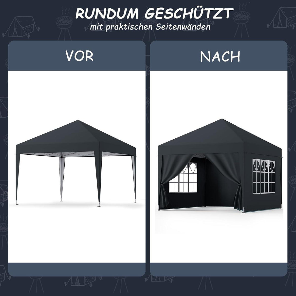 3x3 Pavillon mit Seitenwänden – Dein Garten-Treffpunkt