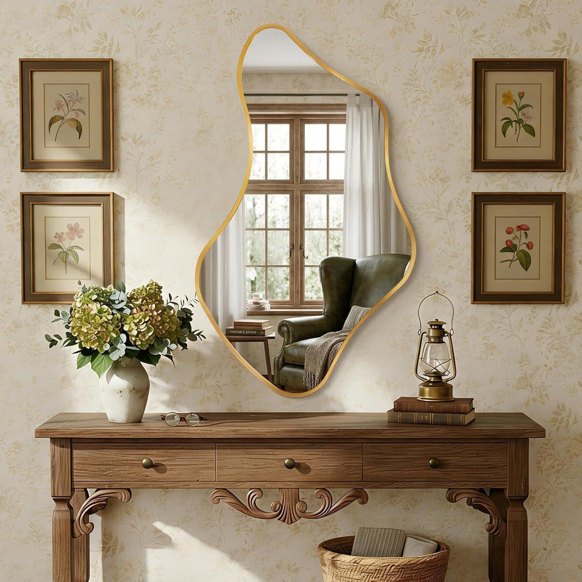 Wavy Wandspiegel Gold, 110x65cm - Moderner Badezimmer Spiegel
