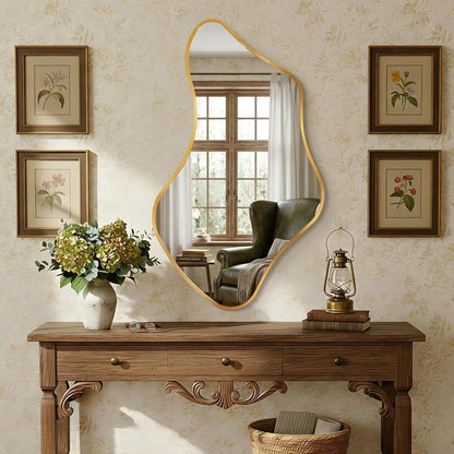 Wavy Wandspiegel Gold, 110x65cm - Moderner Badezimmer Spiegel