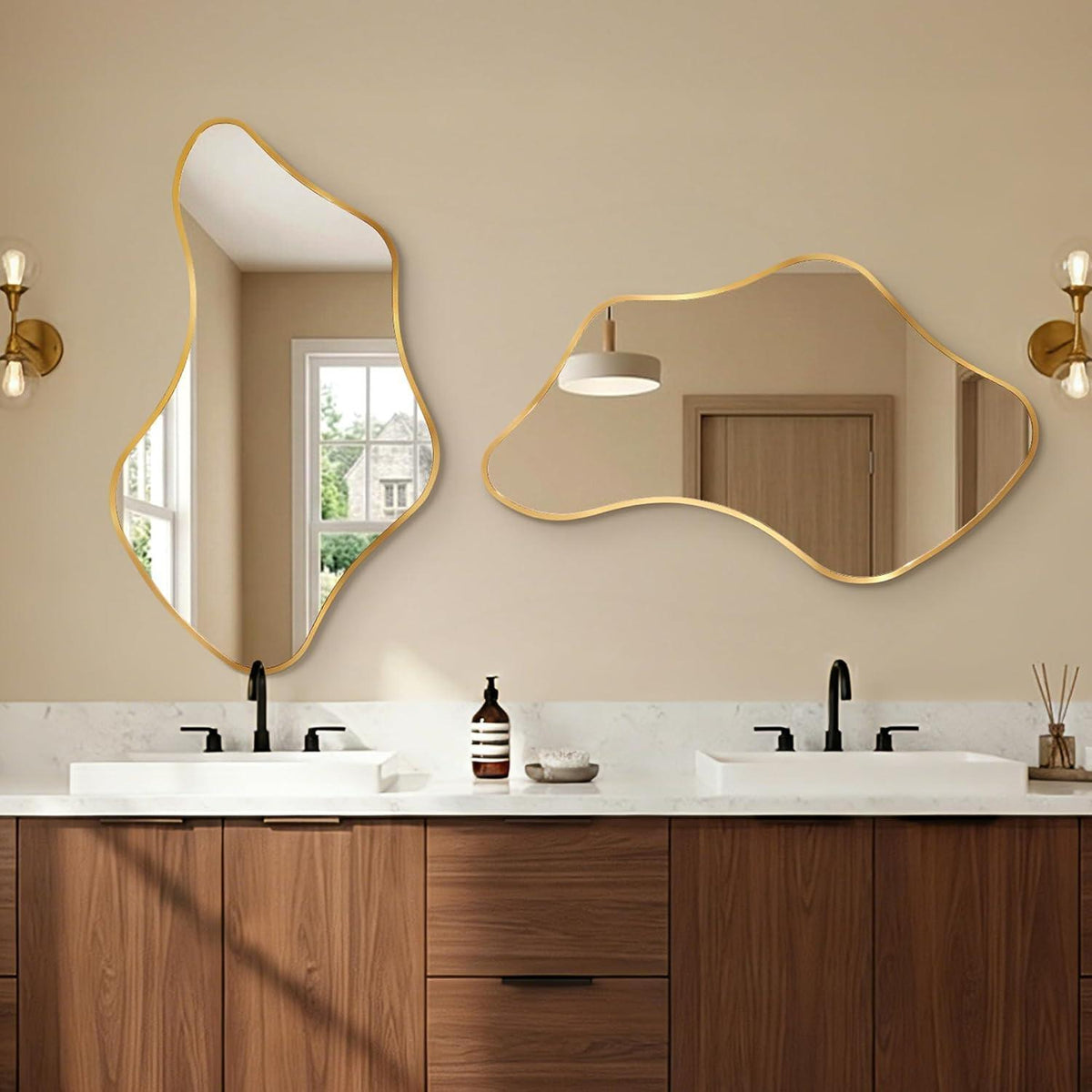 Wavy Wandspiegel Gold, 110x65cm - Moderner Badezimmer Spiegel
