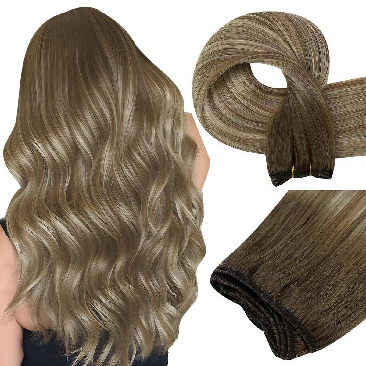Echthaar Tressen Blond Balayage Ombre 60cm