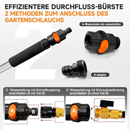 Autowaschbürste mit langem Griff und Wasseranschluss, 160cm