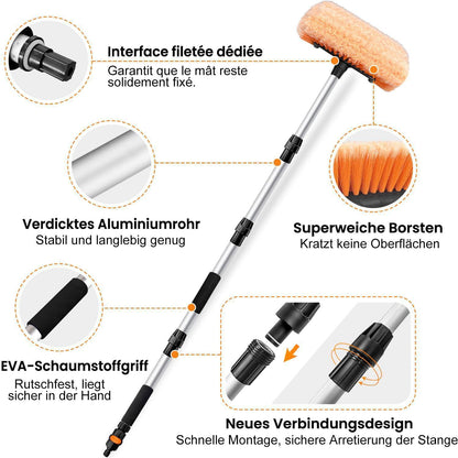 Autowaschbürste mit langem Griff und Wasseranschluss, 160cm