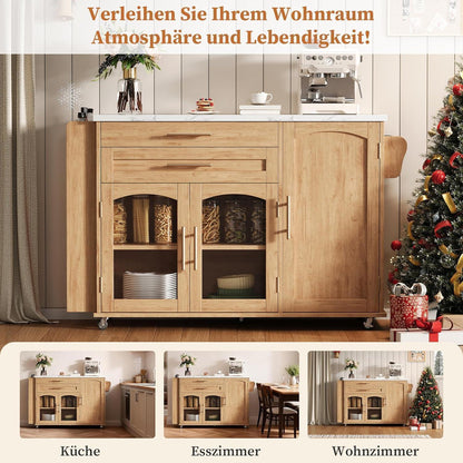 Küchenwagen mit Rollen & Klappplatte – Servierwagen für Küche