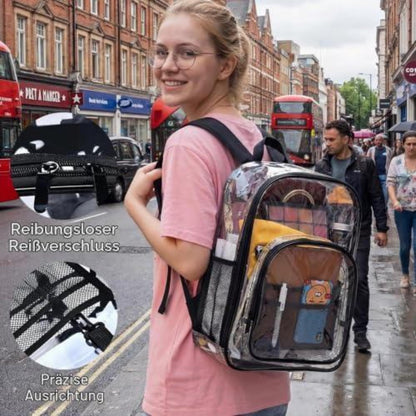 Transparenter Rucksack PVC – Wasserdicht & Groß für Schule, Reise & Stadion
