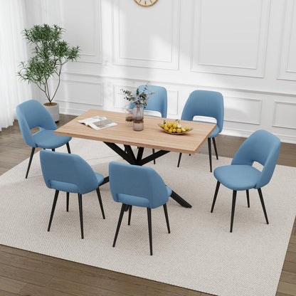 Moderner Esstisch Set mit 6 Cord-Stühlen (140x80cm)