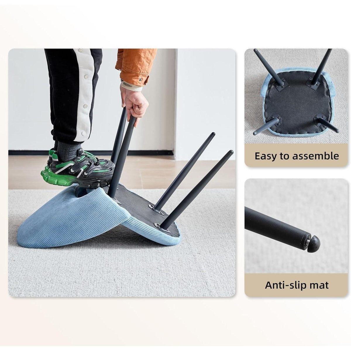 Moderner Esstisch Set mit 6 Cord-Stühlen (140x80cm)