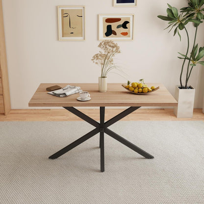Moderner Esstisch Set mit 6 Cord-Stühlen (140x80cm)