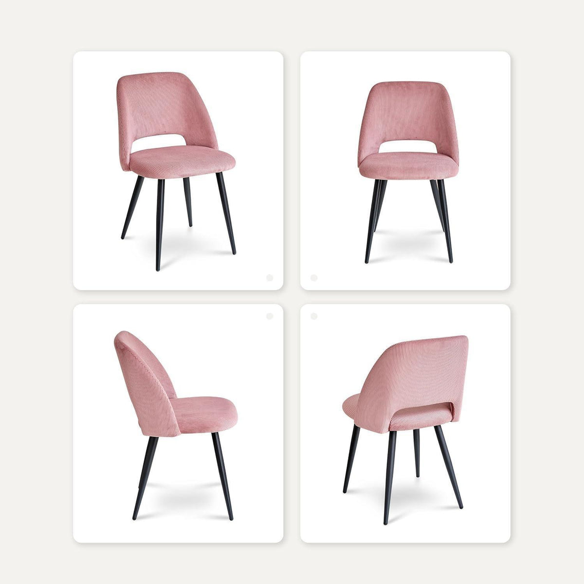 Esstisch Set mit 6 Cord-Stühlen – Modern & Rosa