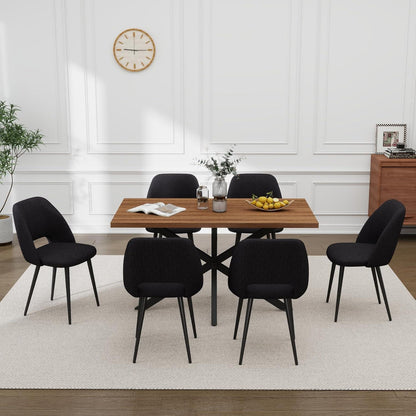 Esstisch Set mit 6 Cord-Stühlen – Modern & Komfortabel