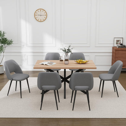 Esstisch Set mit 6 Cord-Stühlen – Modern & Komfortabel