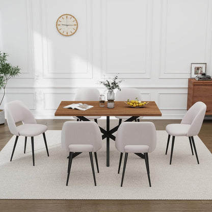 Esstisch Set mit 6 Cord-Stühlen – Modernes Esszimmer-Ensemble