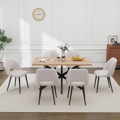 Moderner Esstisch Set mit 6 Cord-Stühlen – 140x80cm