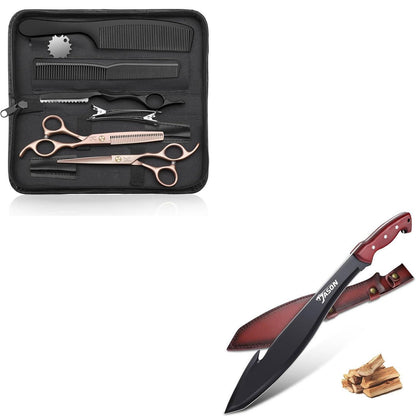 Friseurscheren Set & Machete Bundle – Profi Haarschneideschere & Outdoor Messer