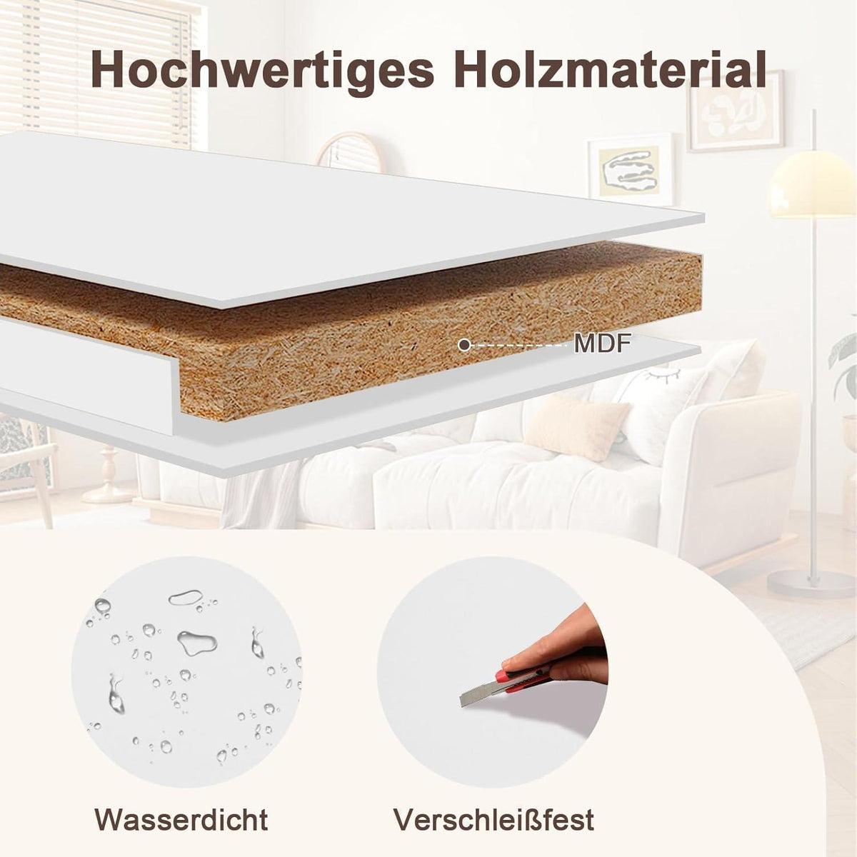 Weißes Sideboard mit 7 Schubladen – Modern & Vielseitig