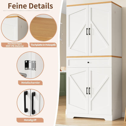 Weißer Buffetschrank mit 12 Fächern & Schubladen