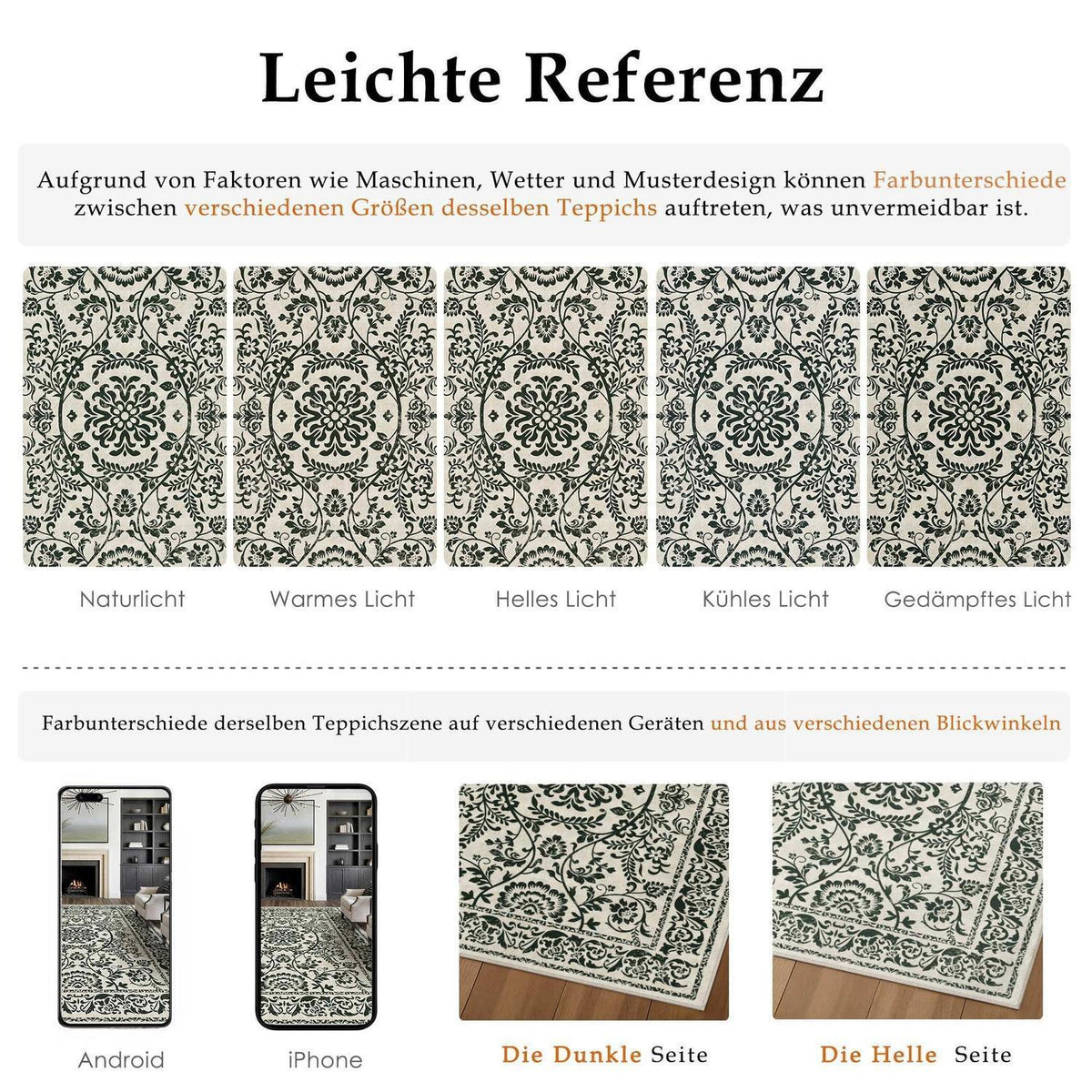 Vintage Teppich Schwarz 160x230cm – Waschbarer Wohnzimmerteppich