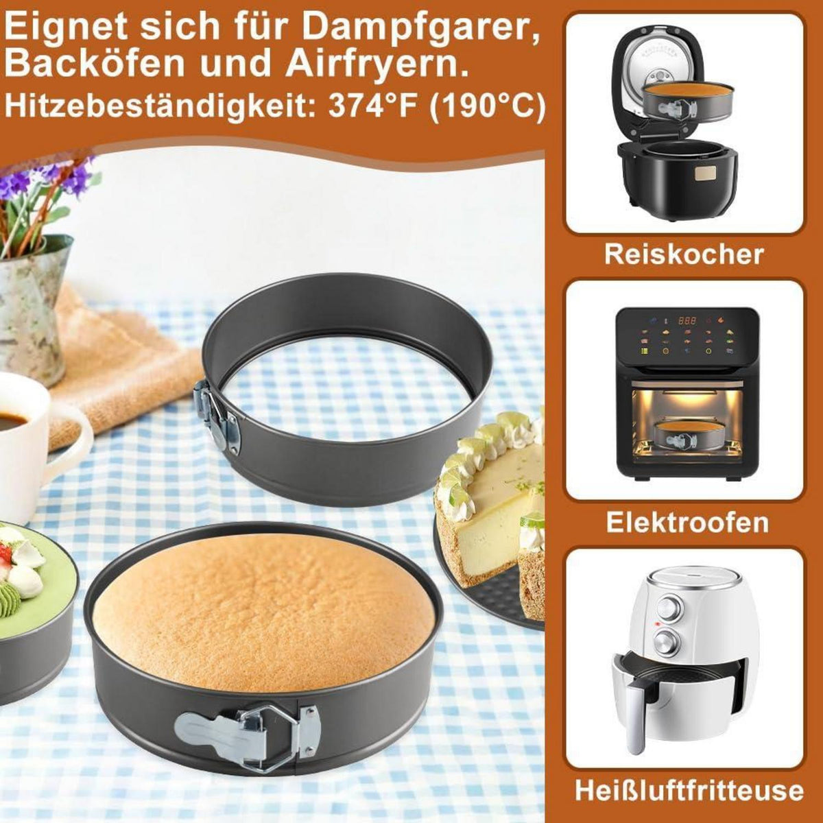 3x Springform Set Rund Antihaft 20/22/24cm Backformen