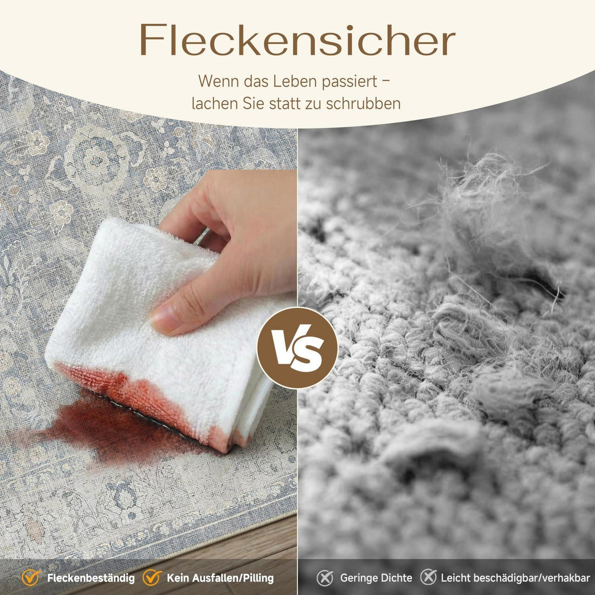 Waschbarer Wohnzimmerteppich Blau 200x300cm Vintage Design