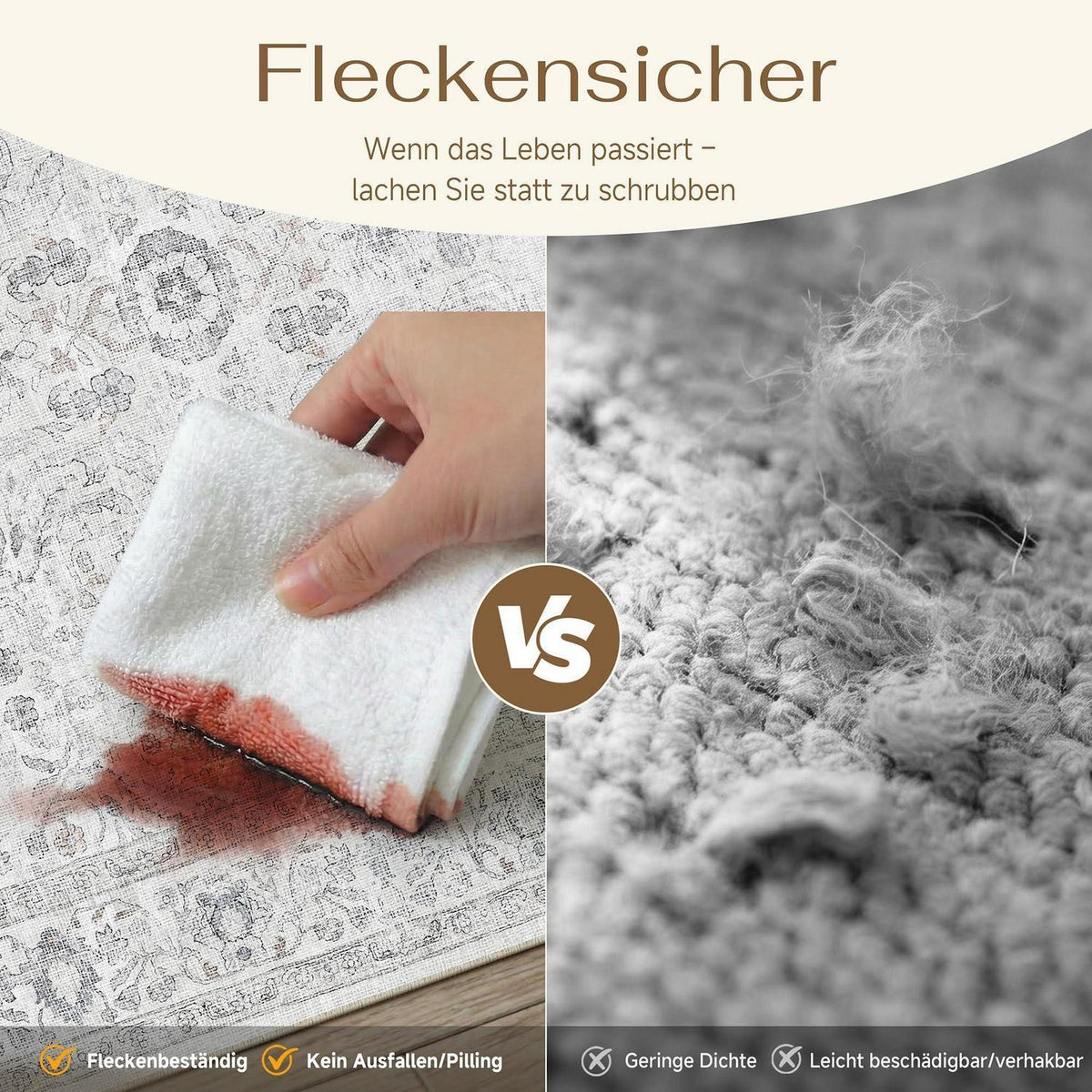Grauer Läufer 60x240cm – Waschbarer Flurteppich mit Rutschfestem Boden