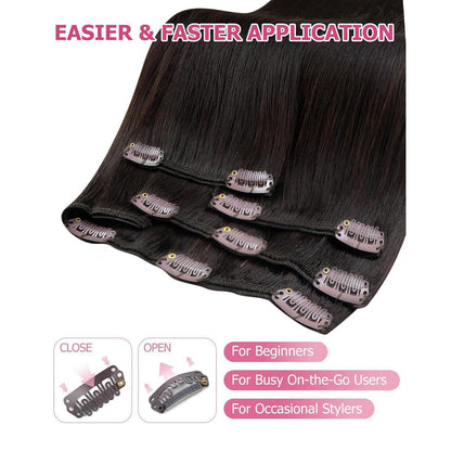 Echthaar Clip-in Extension Dunkelbraun 60cm