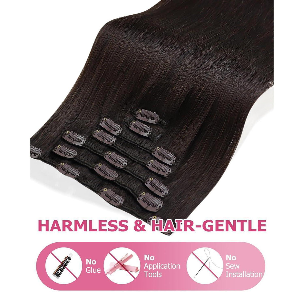 Clip-in Echthaarverlängerung Braun 60cm – 150g