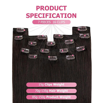 Clip-in Echthaarverlängerung Braun 60cm – 150g
