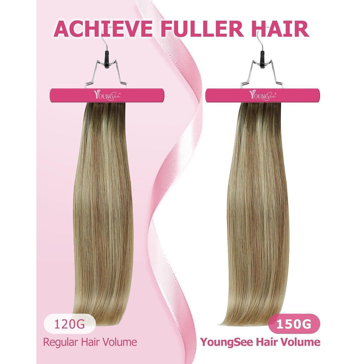 Ombre Braun-Blond Clip-in Echthaarverlängerung 60cm