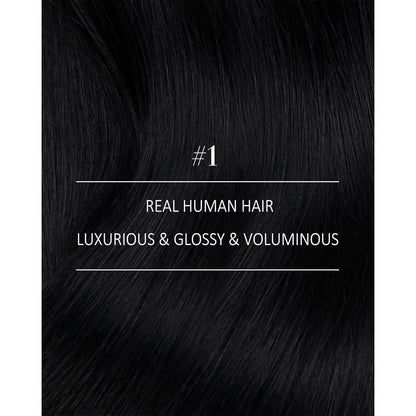 Echthaar Clip-in Extension Schwarz 60cm – 150g Volumen